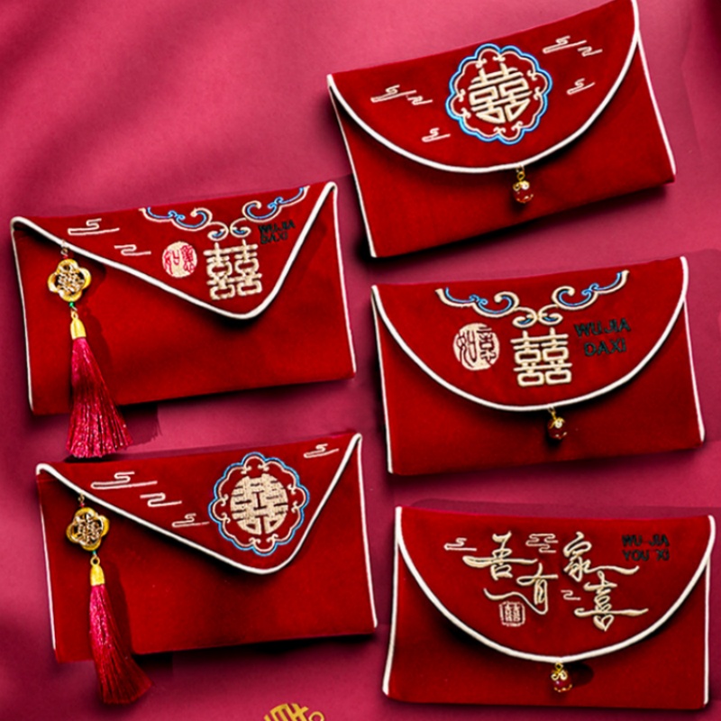 Embroidery Cloth - 1Pcs 여러 패턴 웨딩 레드 봉투