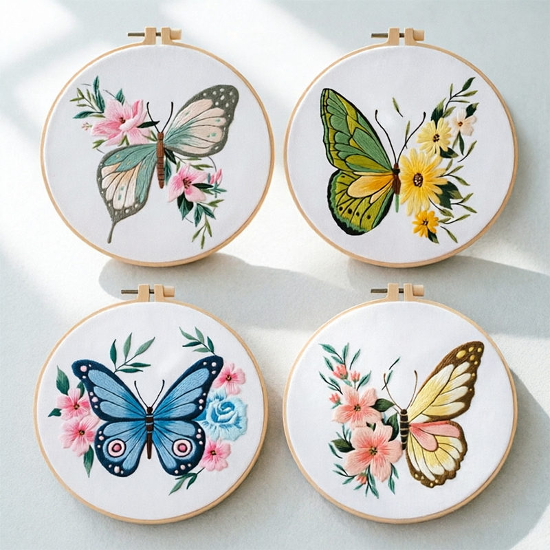 Embroidery Thread - 1개 20X20CM 7.87인치 자수 나비 키트,