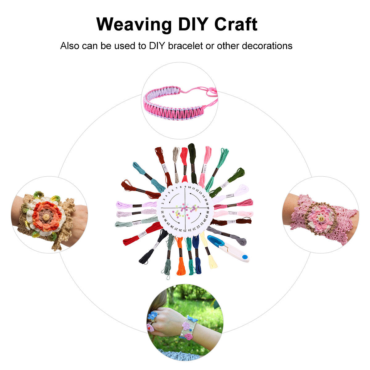 Embroidery Thread - 1세트 원형 직조 키트, 팔찌 만들기