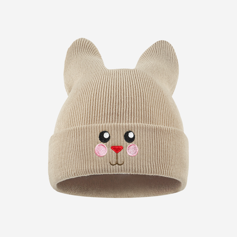 Embroidery Letter - 부드러운 고양이 귀 디자인 아동용 비니,