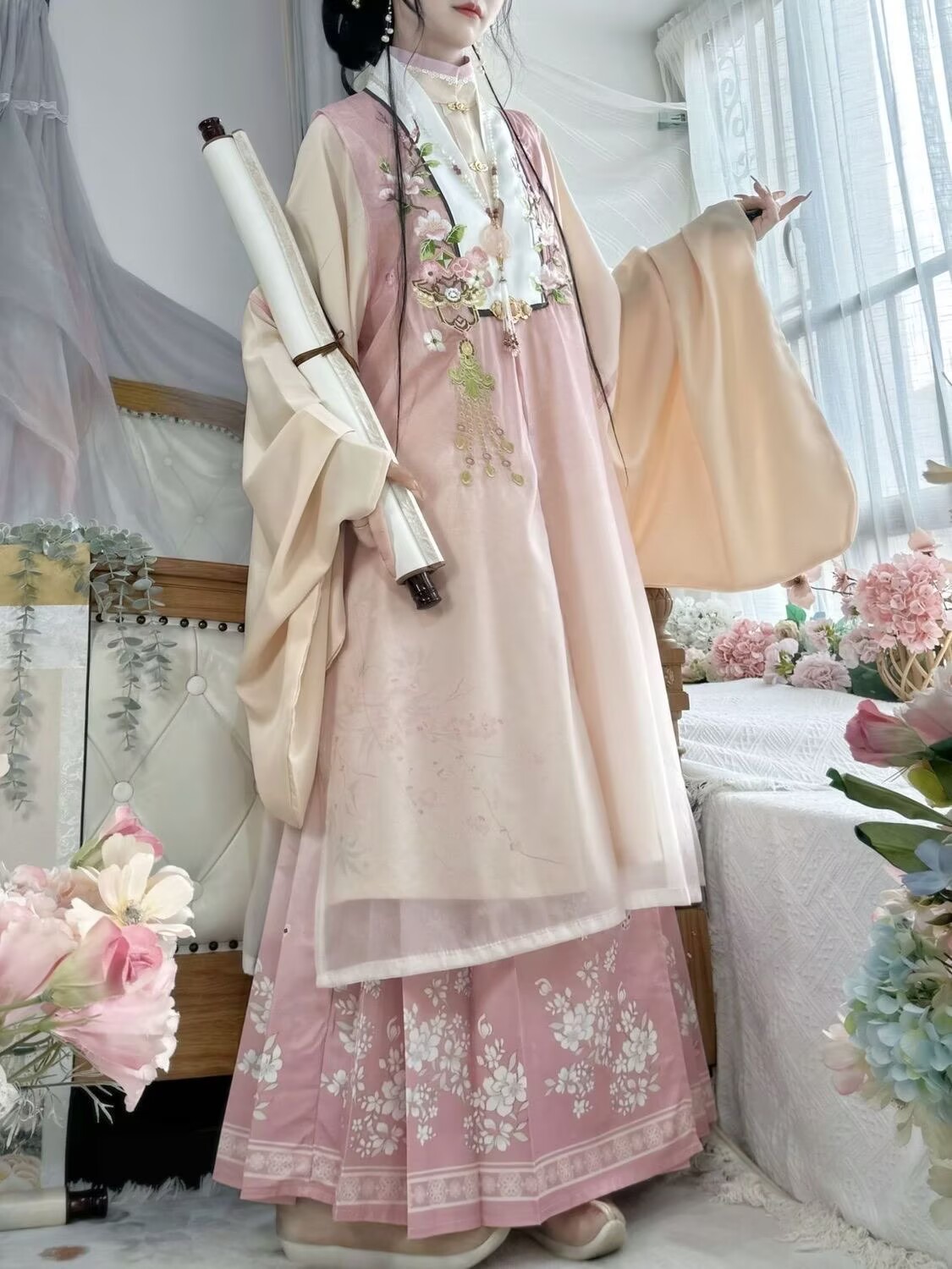여성 민족 의상 자수 롱 비자 조끼 스탠드 칼라 블라우 - Embroidery Horse 리뷰 및 가격