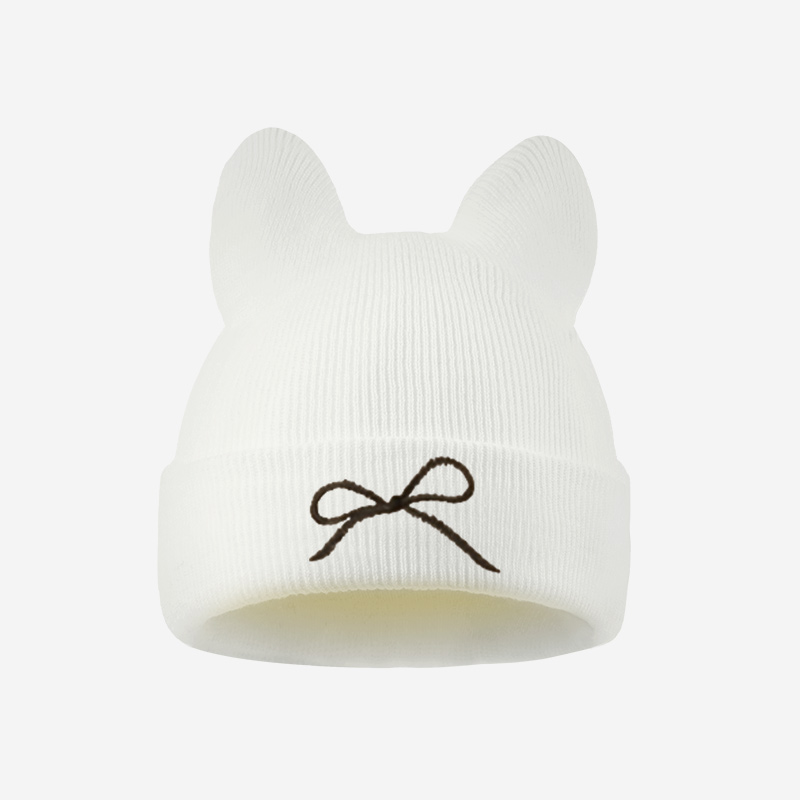 1~3세 아동용 고양이 귀 모양 니트 비니, 리본 자수 - Embroidery Letter 리뷰 및 가격