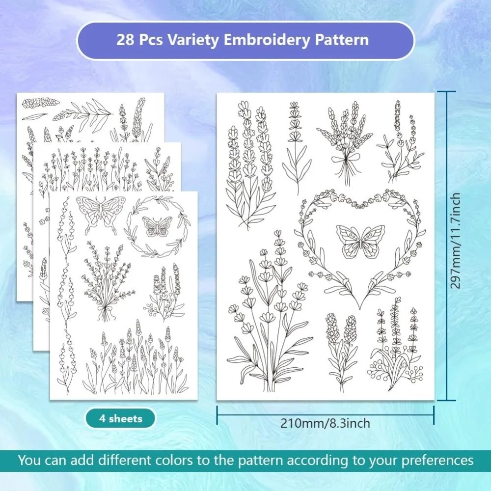 4장 라벤더 꽃 나비 수용성 안정제 수공예 자수용 DI - Embroidery Cloth 리뷰 및 가격