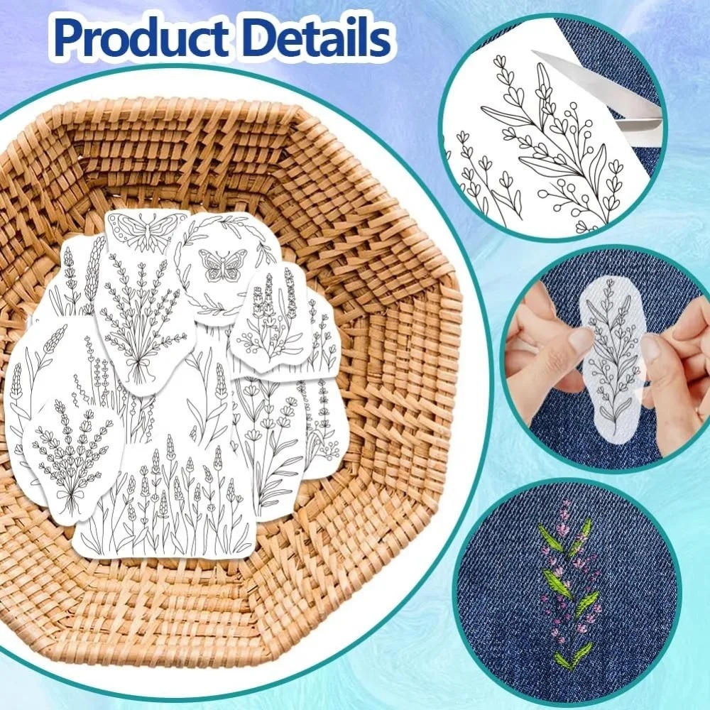4장 라벤더 꽃 나비 수용성 안정제 수공예 자수용 DI - Embroidery Cloth 리뷰 및 가격