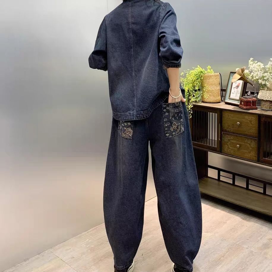 빈티지 단추 느슨한 자수 꽃 데님 패션 세트, 다용도  - Embroidery Cloth 리뷰 및 가격