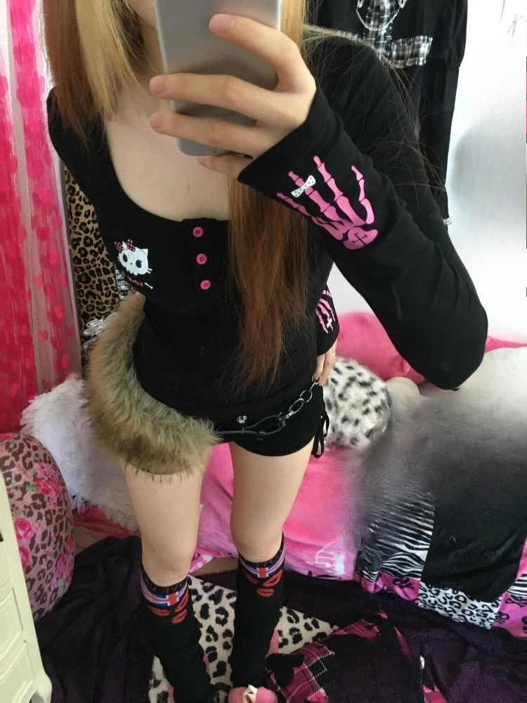 Y2K 빈티지 만화 프린트 티셔츠 여성 2025, 펑크 - Embroidery Tshirt 리뷰 및 가격