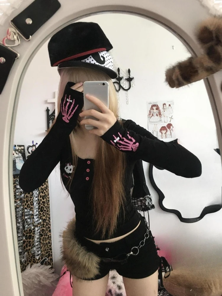 Y2K 빈티지 만화 프린트 티셔츠 여성 2025, 펑크 - Embroidery Tshirt 리뷰 및 가격