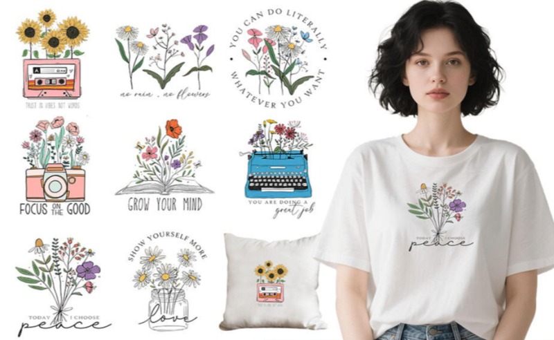 만화 꽃무늬 열전사 스티커 티셔츠 DIY 핸드메이드 자 - Embroidery Tshirt 리뷰 및 가격