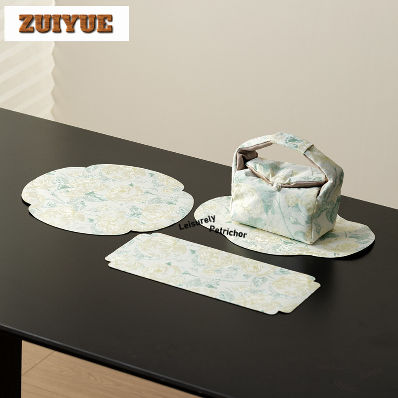 브로케이드 자수 노란 장미 티 테이블 매트와 티 코즈이 - Embroidery Cloth 리뷰 및 가격