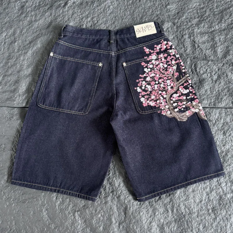 남성용, 여성용, 짙은 색상의 데님 소재, 무릎 길이  - Embroidery Jeans Sakura 리뷰 및 가격