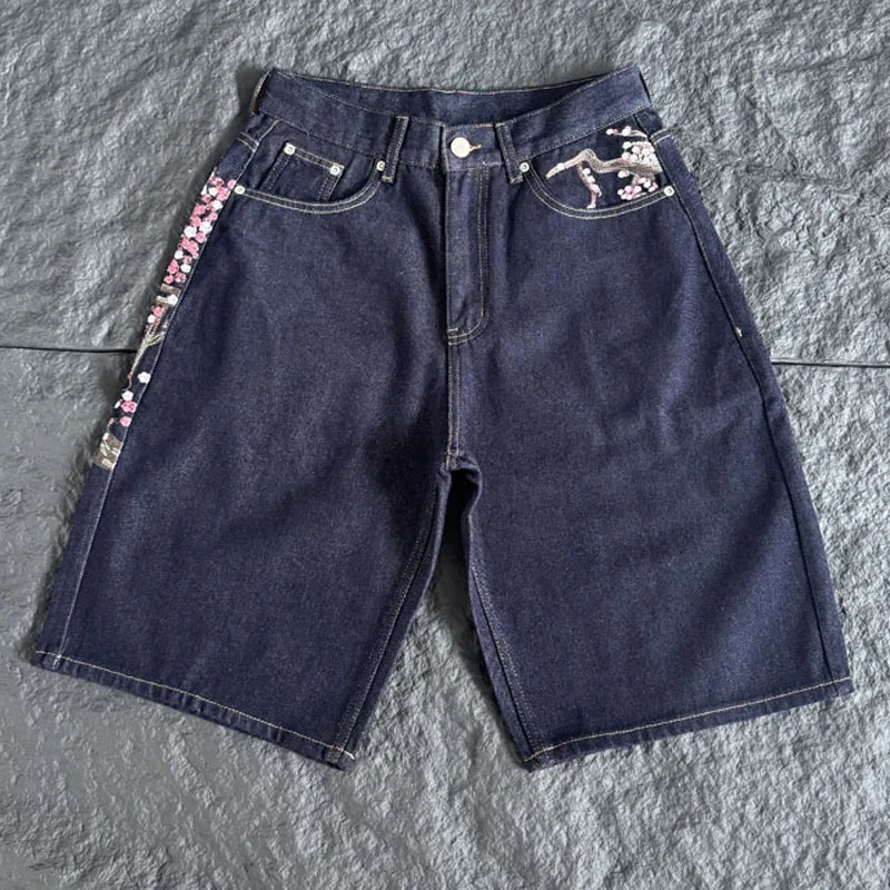 남성용, 여성용, 짙은 색상의 데님 소재, 무릎 길이  - Embroidery Jeans Sakura 리뷰 및 가격