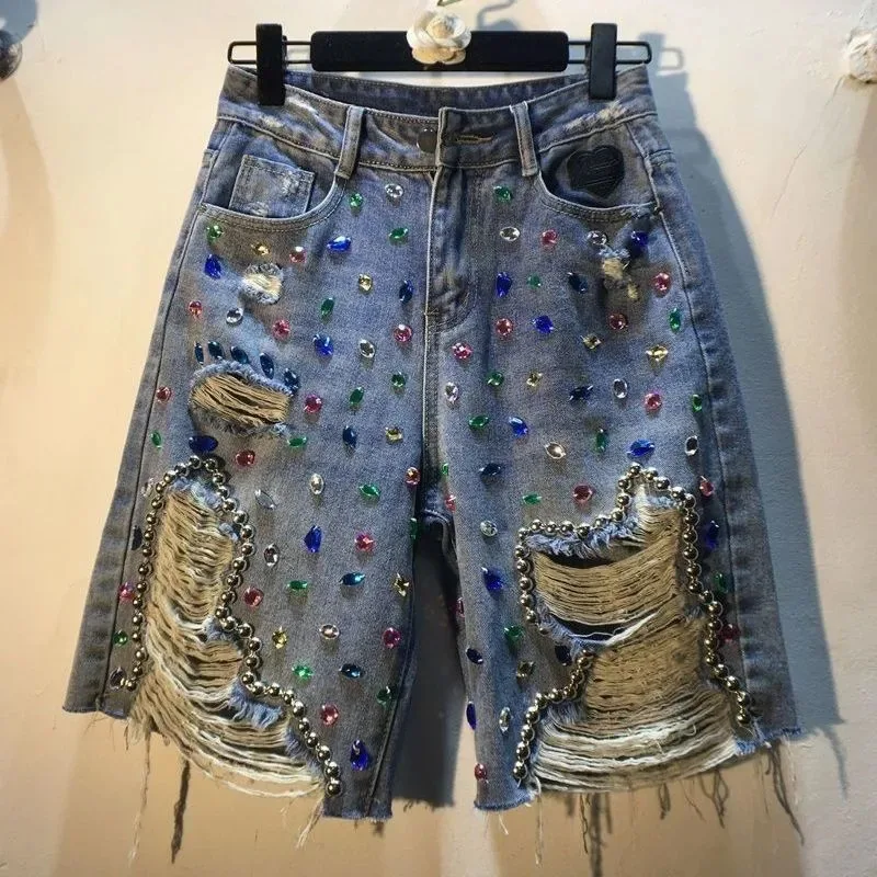 2025 여름 반바지 하이웨이스트 청바지 홀 반바지 여 - Embroidery Jeans Sakura 리뷰 및 가격