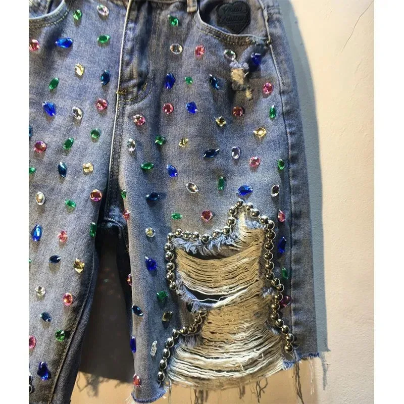 2025 여름 반바지 하이웨이스트 청바지 홀 반바지 여 - Embroidery Jeans Sakura 리뷰 및 가격