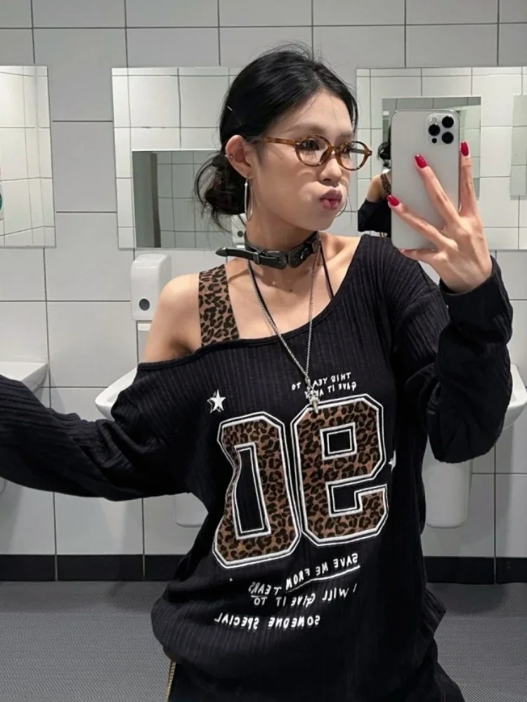 Y2K 패치워크 레오파드 프린트 티셔츠 여성 루즈핏 스 - Embroidery Tshirt 리뷰 및 가격