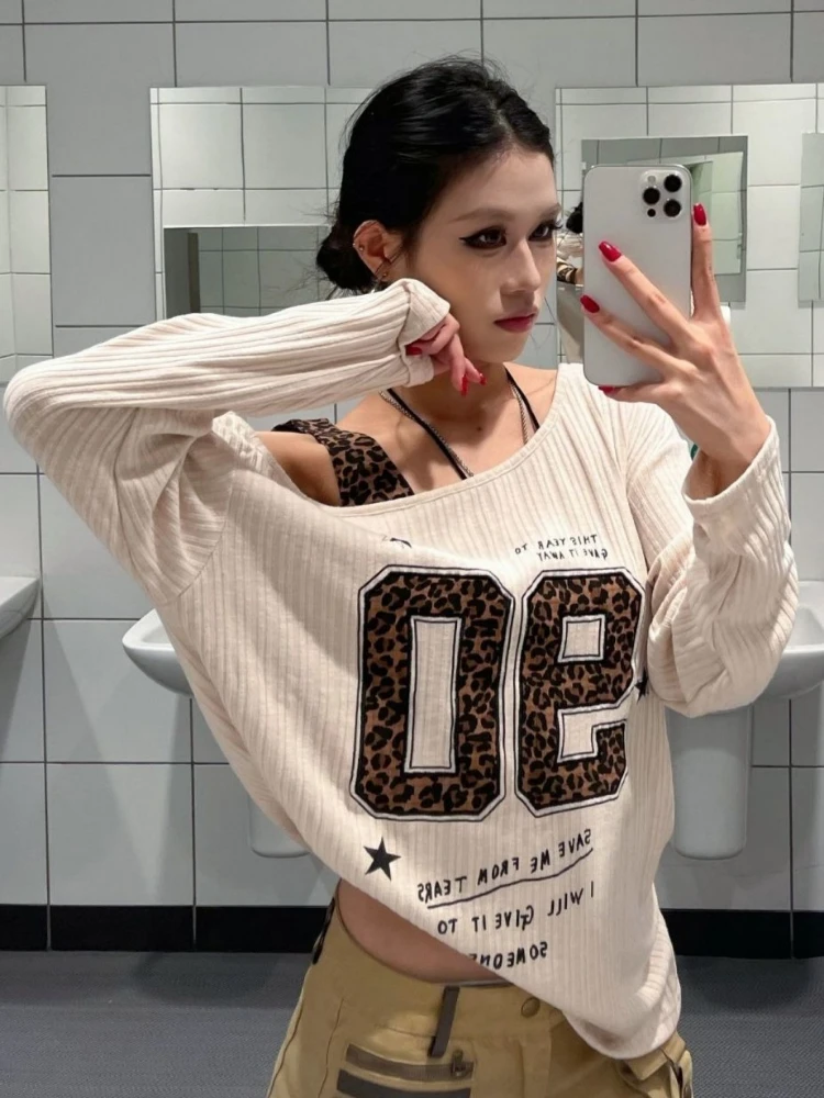 Y2K 패치워크 레오파드 프린트 티셔츠 여성 루즈핏 스 - Embroidery Tshirt 리뷰 및 가격