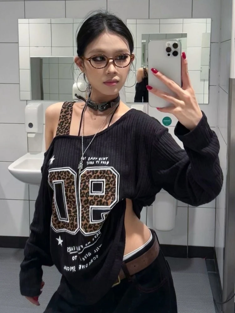 Y2K 패치워크 레오파드 프린트 티셔츠 여성 루즈핏 스 - Embroidery Tshirt 리뷰 및 가격
