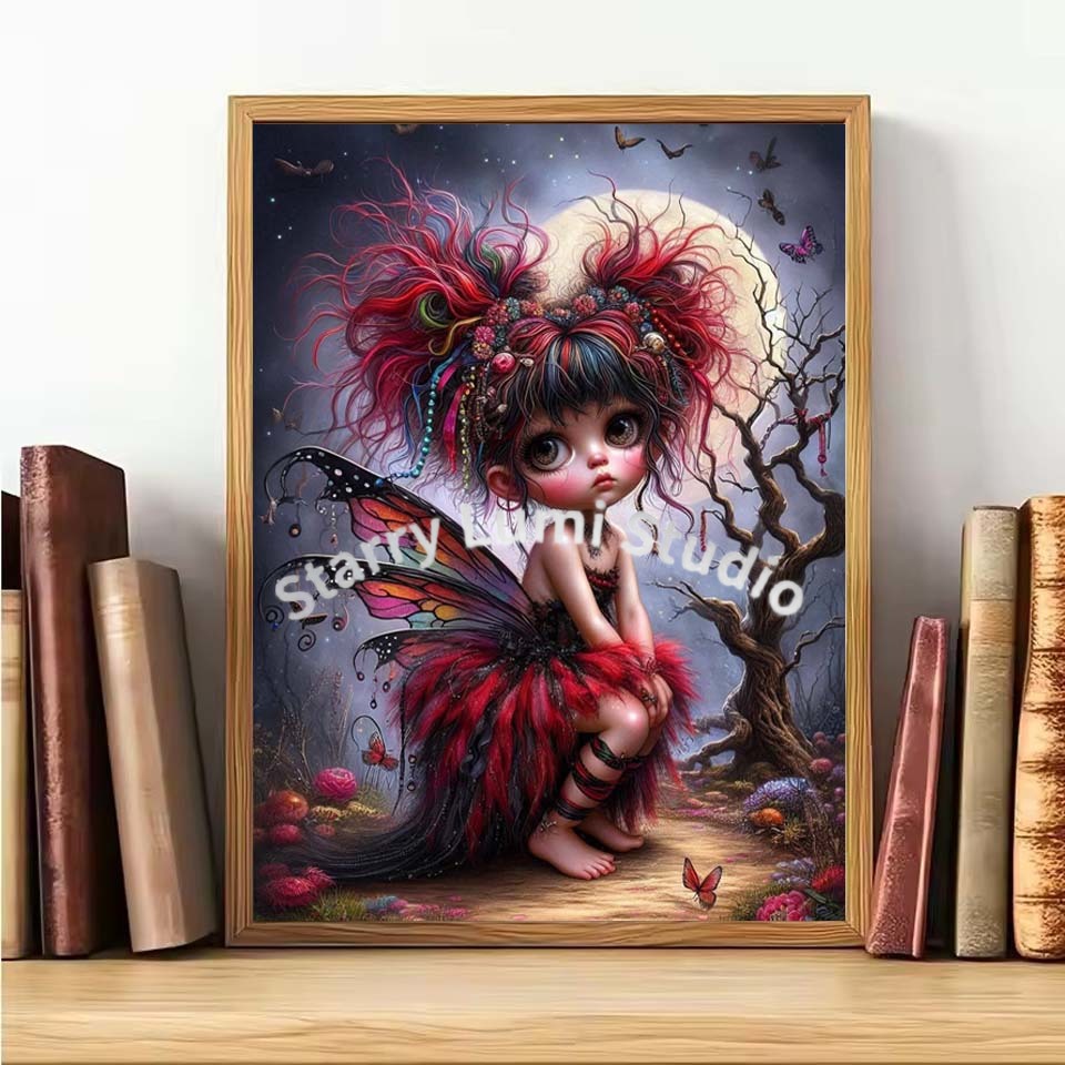 5D 다이아몬드 페인팅 키트 고딕 소녀와 곰 풀 다이아 - Embroidery Gothic 리뷰 및 가격