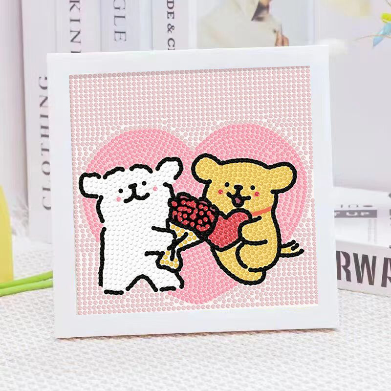 만화 라인 강아지 크리스탈 다이아몬드 프레임 장식 그림 - Embroidery Ideas 리뷰 및 가격