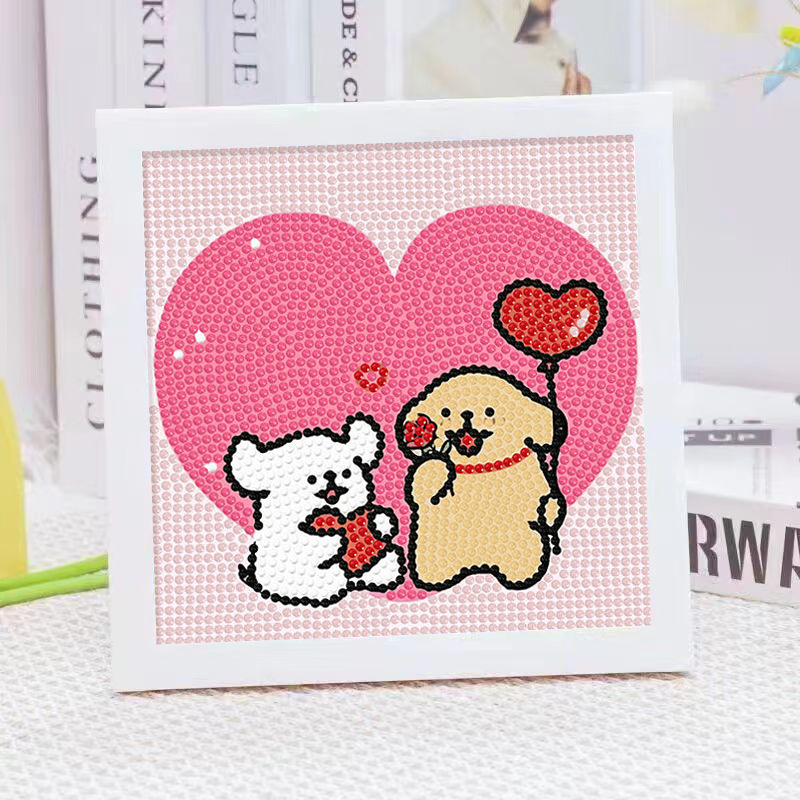 만화 라인 강아지 크리스탈 다이아몬드 프레임 장식 그림 - Embroidery Ideas 리뷰 및 가격