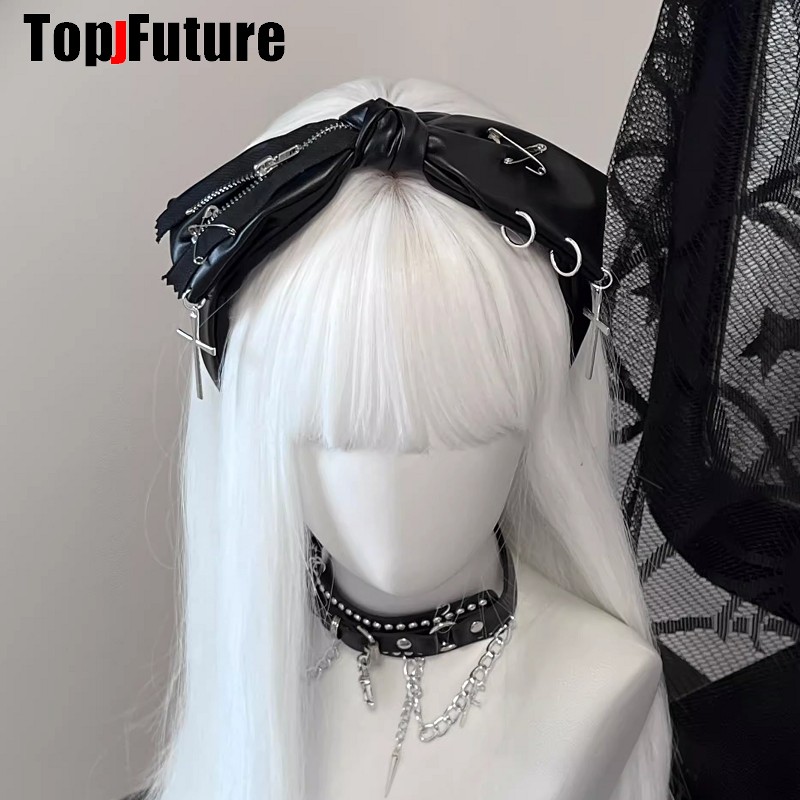고딕 활 가죽 하라주쿠 펑크 지퍼 핀 머리띠 여성 하위 - Embroidery Gothic 리뷰 및 가격