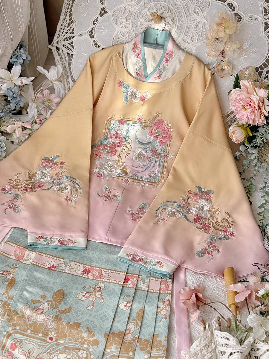 새로운 한복 여성용 명나라 시대 라운드 넥 큰 칼라 자 - Embroidery Horse 리뷰 및 가격