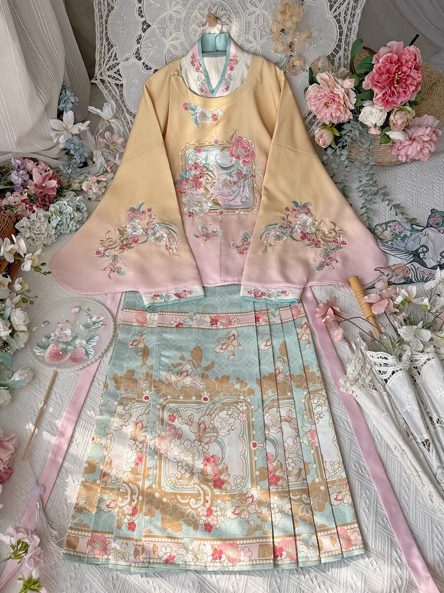 새로운 한복 여성용 명나라 시대 라운드 넥 큰 칼라 자 - Embroidery Horse 리뷰 및 가격