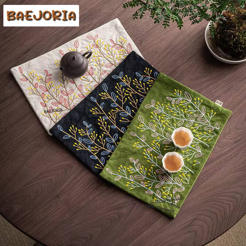 국가 스타일 수제 자수 캔버스 티 타월 젠 단열 패드  - Embroidery Cloth 리뷰 및 가격