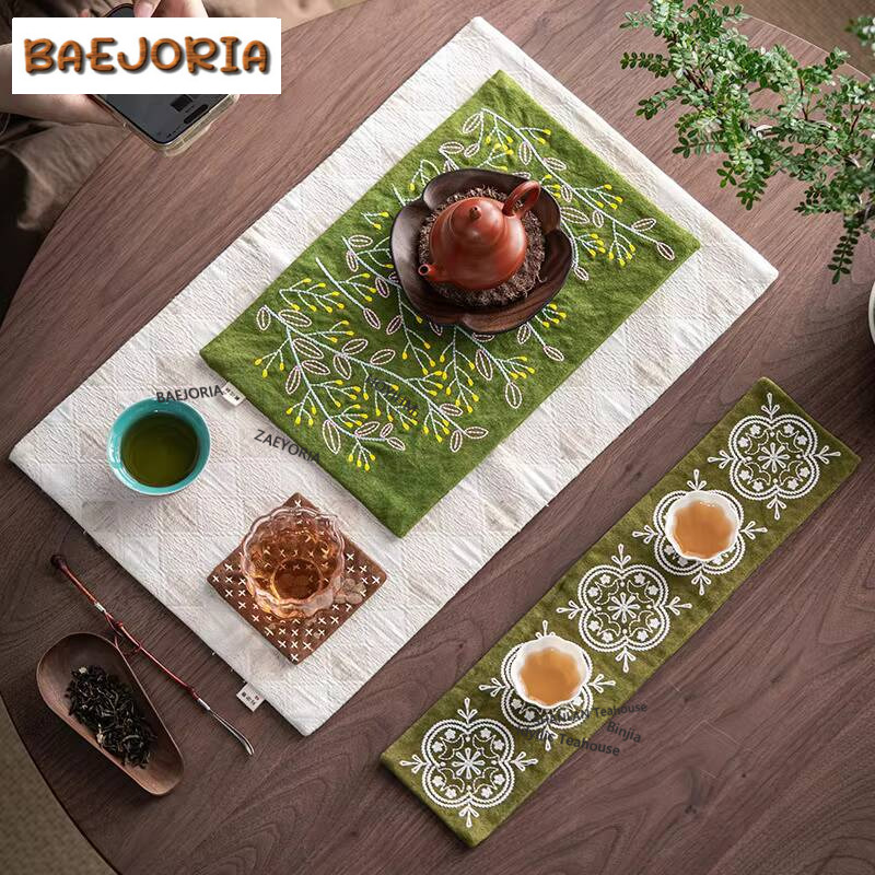 국가 스타일 수제 자수 캔버스 티 타월 젠 단열 패드  - Embroidery Cloth 리뷰 및 가격