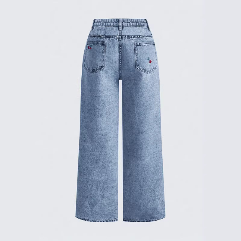 레트로 워싱 데님 청바지 여성용 탄성 슬리밍 레드 사쿠 - Embroidery Jeans Sakura 리뷰 및 가격