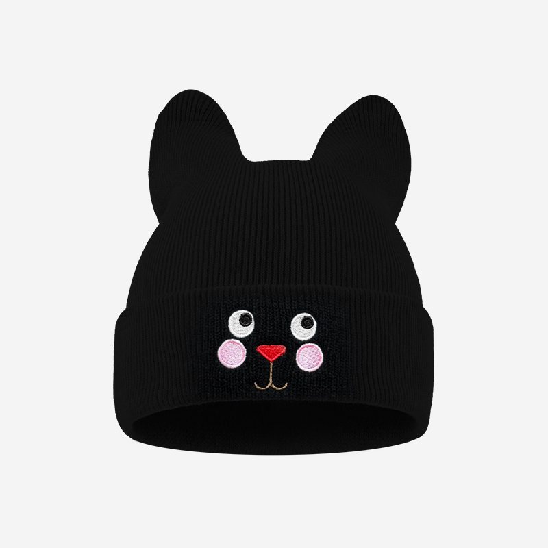 부드러운 고양이 귀 디자인 아동용 비니, 고양이 얼굴  - Embroidery Letter 리뷰 및 가격